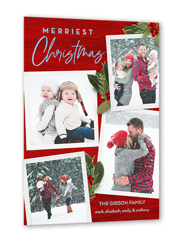 Rustic Sprigs Holiday Card, Red, Iridescent Foil, 5x7, Christmas, Matte, Personalized Foil Cardstock, Square