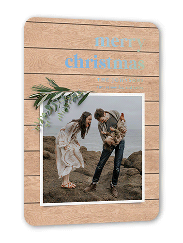 Hint of Rosemary Holiday Card, Brown, Iridescent Foil, 5x7, Christmas, Matte, Personalized Foil Cardstock, Rounded