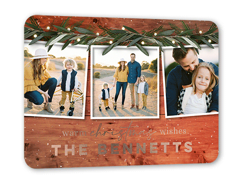 Kindled Greenery Holiday Card, Rounded Corners