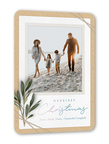 Twined Stems Holiday Card, Beige, Iridescent Foil, 5x7, Christmas, Matte, Personalized Foil Cardstock, Rounded
