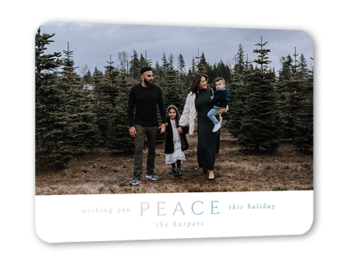 Affectionate Message Holiday Card, White, Iridescent Foil, 5x7, Holiday, Matte, Personalized Foil Cardstock, Rounded