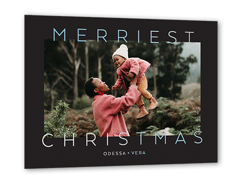 Message Overlap Holiday Card, Iridescent Foil, Black, 5x7, Christmas, Matte, Personalized Foil Cardstock, Square, Black