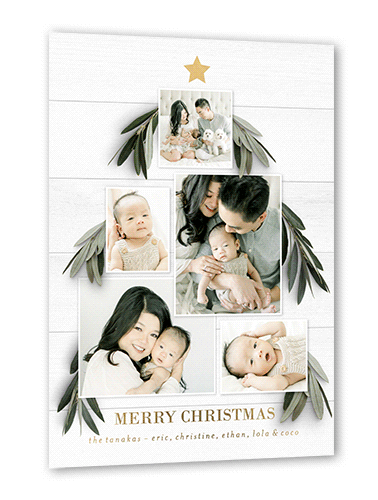 Personable Tree Holiday Card, Gold Foil, White, 5x7, Christmas, Matte, Personalized Foil Cardstock, Square