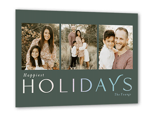 Simple Flair Holiday Card, Green, Iridescent Foil, 5x7, Holiday, Matte, Personalized Foil Cardstock, Square