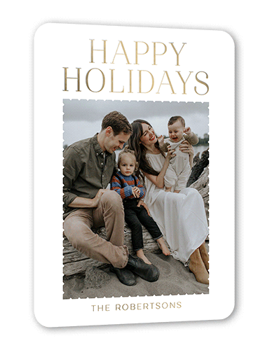 Classic Foil Letters Holiday Card, Rounded Corners