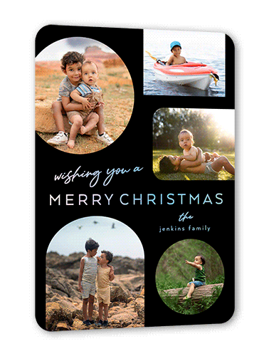 Unique Frames Holiday Card, Black, Iridescent Foil, 5x7, Christmas, Matte, Personalized Foil Cardstock, Rounded