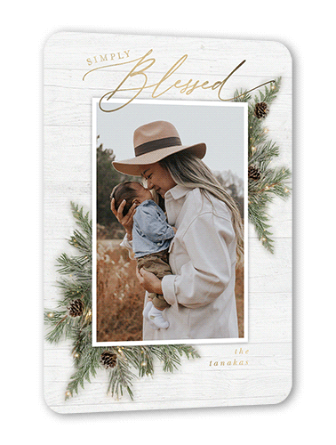 Fancy Holly Frame Holiday Card, Rounded Corners