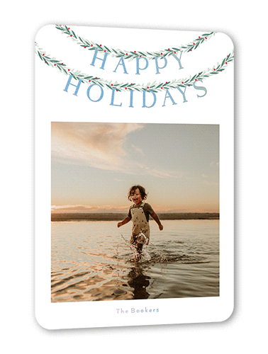 Garland Glint Holiday Card, Iridescent Foil, White, 5x7, Holiday, Matte, Personalized Foil Cardstock, Rounded, White