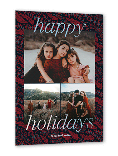 Twilight Holly Holiday Card, Iridescent Foil, Red, 5x7, Holiday, Matte, Personalized Foil Cardstock, Square, White