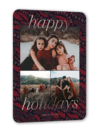 Twilight Holly Holiday Card, Rounded Corners