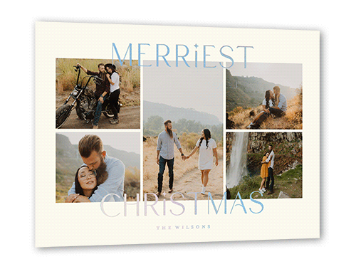 Modern Festive Collage Holiday Card, Beige, Iridescent Foil, 5x7, Christmas, Matte, Personalized Foil Cardstock, Square