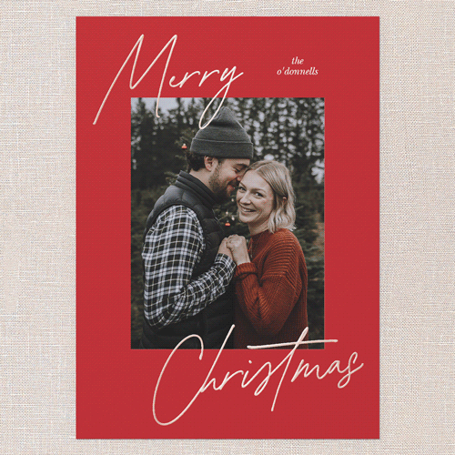 Diagonal Greeting Holiday Card, Rose Gold Foil, Blue, 5x7, Christmas, Matte, Personalized Foil Cardstock, Square, Sky