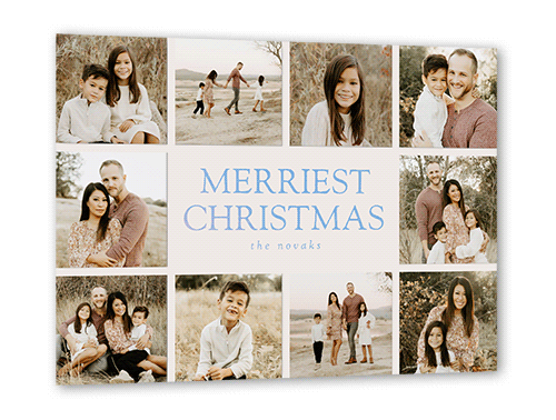Editable Merriest Sentiment Holiday Card, Iridescent Foil, Beige, 5x7, Christmas, Matte, Personalized Foil Cardstock, Square, Beige