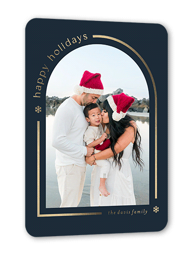Modern Holiday Card Arch Holiday Card, Gold Foil, Black, 5x7, Holiday, Matte, Personalized Foil Cardstock, Rounded