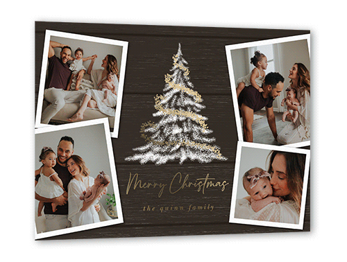 Glowing Garland Holiday Card, Gold Foil, Grey, 5x7, Christmas, Matte, Personalized Foil Cardstock, Square