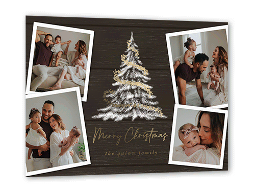Glowing Garland Holiday Card, Gold Foil, Grey, 5x7, Christmas, Matte, Personalized Foil Cardstock, Square, Ash