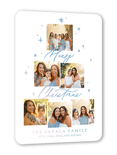 Daylight Stars Holiday Card, White, Iridescent Foil, 5x7, Christmas, Matte, Personalized Foil Cardstock, Rounded, White