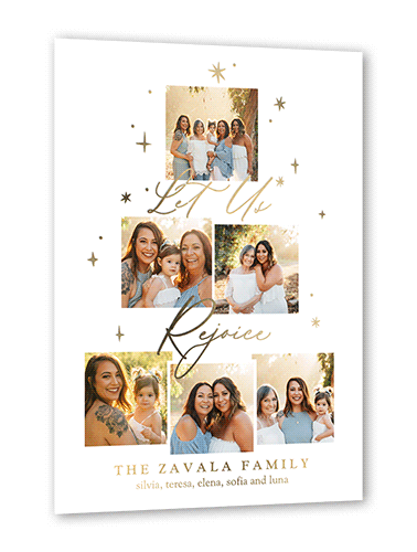 Daylight Stars Holiday Card, White, Gold Foil, 5x7, Religious, Matte, Personalized Foil Cardstock, Square, White
