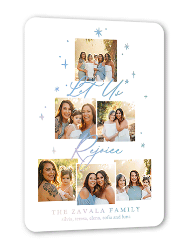 Daylight Stars Holiday Card, White, Iridescent Foil, 5x7, Religious, Matte, Personalized Foil Cardstock, Rounded, White