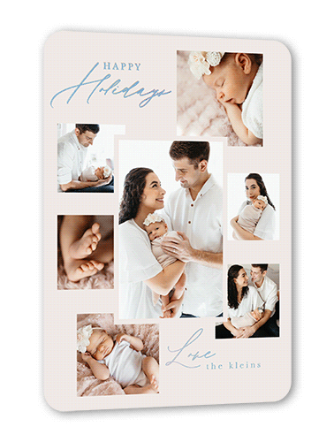 Minimal Frame Layout Holiday Card, Iridescent Foil, Grey, 5x7, Holiday, Matte, Personalized Foil Cardstock, Rounded, Whisper Gray