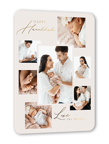 Minimal Frame Layout Holiday Card, Gold Foil, Grey, 5x7, Hanukkah, Matte, Personalized Foil Cardstock, Rounded, Whisper Gray