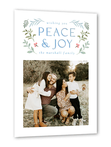 Peaceful Botanicals Holiday Card, White, Iridescent Foil, 5x7, Holiday, Matte, Personalized Foil Cardstock, Square