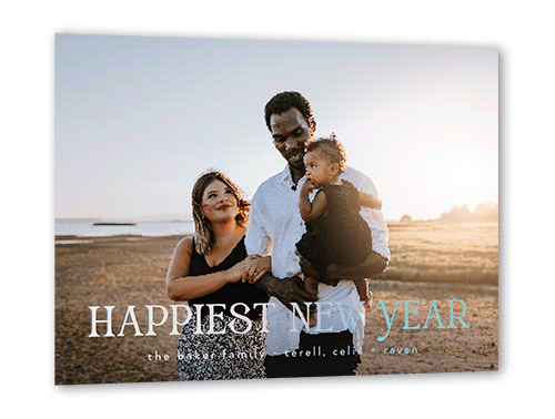 Large Foil Greeting Holiday Card, White, Iridescent Foil, 5x7, New Year, Matte, Personalized Foil Cardstock, Square, White