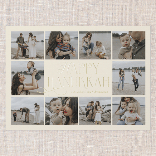 Charming Chai Script Holiday Digital Foil Card, Gold Foil, Beige, 5x7, Hanukkah, Matte, Personalized Foil Cardstock, Square, Antique White