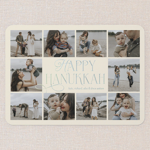 Charming Chai Script Holiday Digital Foil Card, Beige, Iridescent Foil, 5x7, Hanukkah, Matte, Personalized Foil Cardstock, Rounded, Antique White