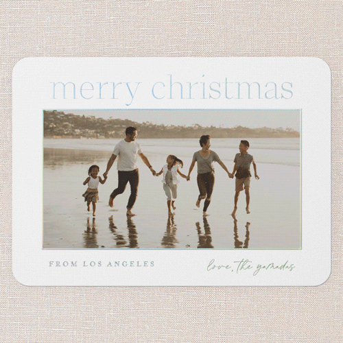 Merry Adventure Holiday Digital Foil Card, White, Iridescent Foil, 5x7, Christmas, Matte, Personalized Foil Cardstock, Rounded, White