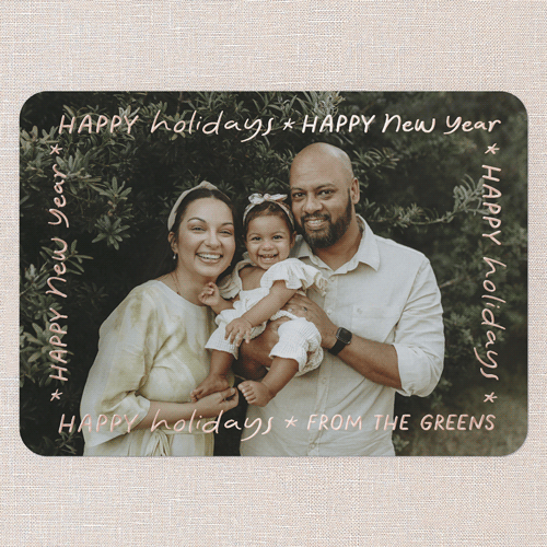 Playful Type Holiday Digital Foil Card, Rose Gold Foil, White, 5x7, Holiday, Matte, Personalized Foil Cardstock, Rounded, White