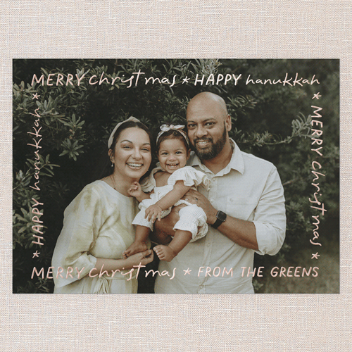 Playful Type Holiday Digital Foil Card, White, Rose Gold Foil, 5x7, Hanukkah, Matte, Personalized Foil Cardstock, Square, White