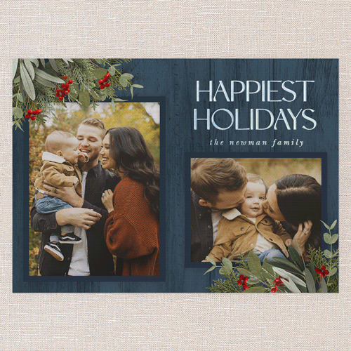 Classic Nordic Wishes Holiday Card, Iridescent Foil, Blue, 5x7, Holiday, Matte, Personalized Foil Cardstock, Square, Blue