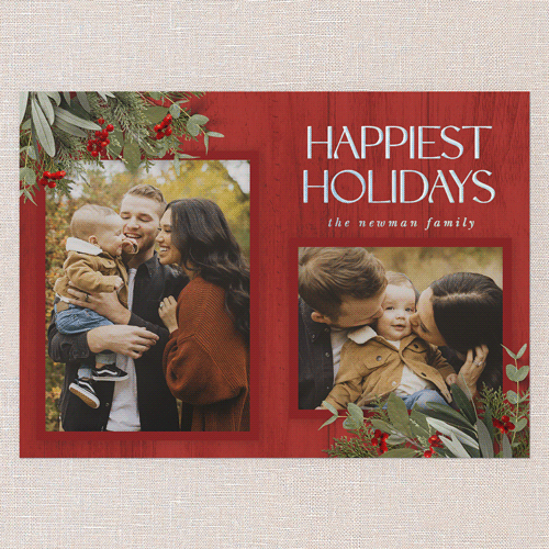 Classic Nordic Wishes Holiday Card, Iridescent Foil, Red, 5x7, Holiday, Matte, Personalized Foil Cardstock, Square, Red