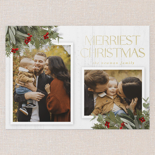 Classic Nordic Wishes Holiday Card, Gold Foil, White, 5x7, Christmas, Matte, Personalized Foil Cardstock, Square