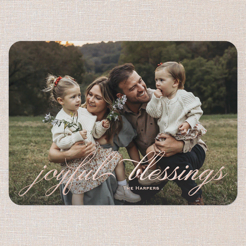 Beaming Beauty Holiday Card, White, Rose Gold Foil, 5x7, Religious, Matte, Personalized Foil Cardstock, Rounded, White