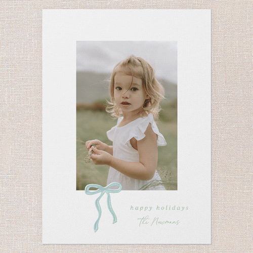 Ribbon Radiance Holiday Card, White, Iridescent Foil, 5x7, Holiday, Matte, Personalized Foil Cardstock, Square, White