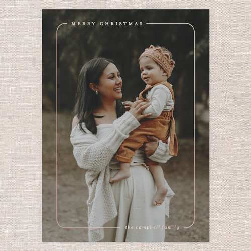 Subtle Sheen Holiday Card, White, Rose Gold Foil, 5x7, Christmas, Matte, Personalized Foil Cardstock, Square, White