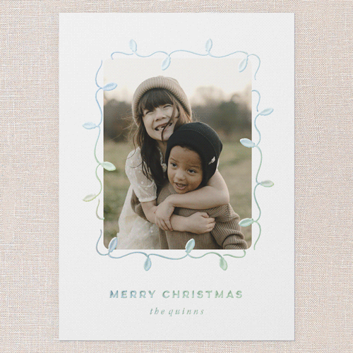 Elegant Lights Holiday Card, White, Iridescent Foil, 5x7, Christmas, Matte, Personalized Foil Cardstock, Square, White
