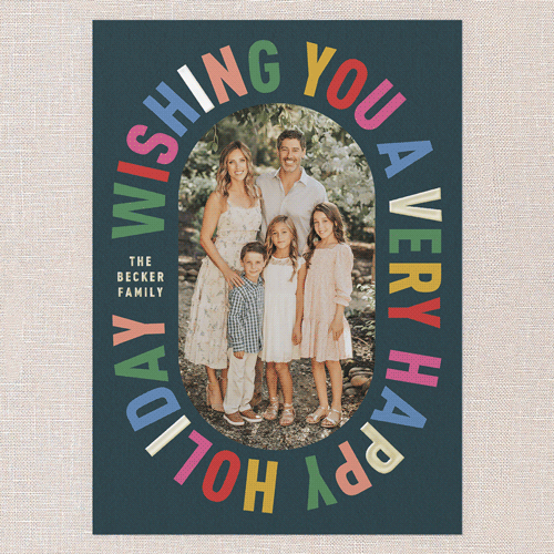 Encased In Color Holiday Card, Blue, Gold Foil, 5x7, Holiday, Matte, Personalized Foil Cardstock, Square, Deep Sea