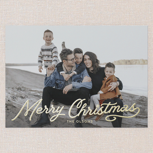 Golden Holiday Wishes Holiday Card, White, Gold Foil, 5x7, Christmas, Matte, Personalized Foil Cardstock, Square, White