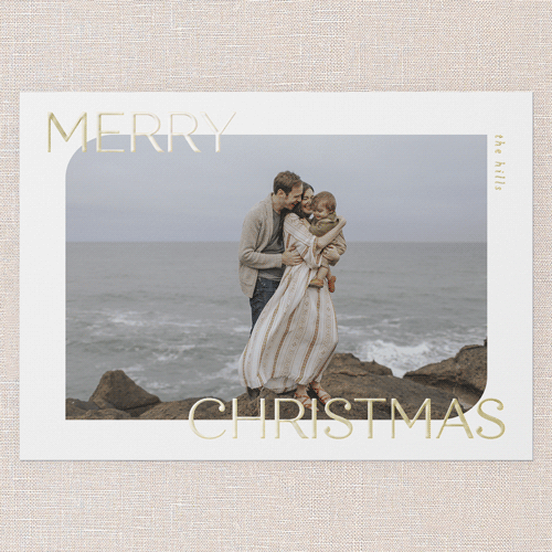 Shimmering Seasonal Wishes Holiday Card, White, Gold Foil, 5x7, Christmas, Matte, Personalized Foil Cardstock, Square, White