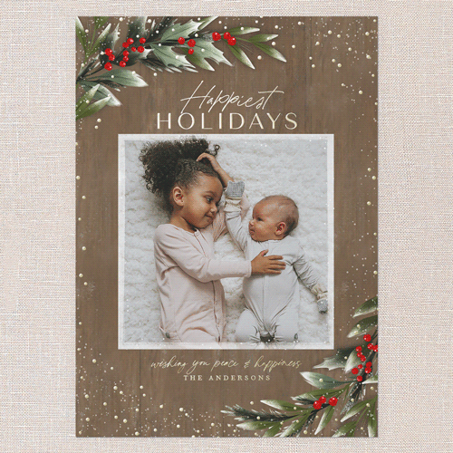 Frosty Foliage Frame Holiday Card, Brown, Gold Foil, 5x7, Holiday, Matte, Personalized Foil Cardstock, Square, Clove