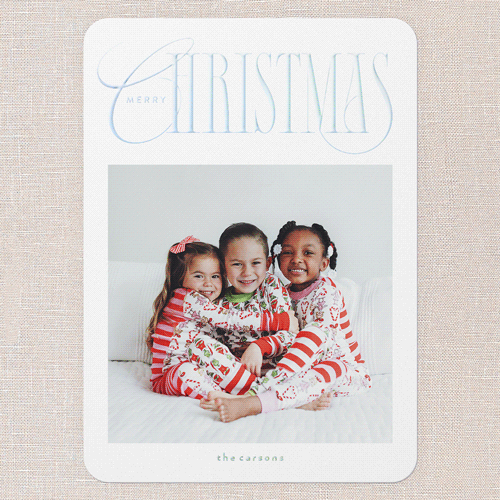 Glossy Headline Holiday Card, White, Iridescent Foil, 5x7, Christmas, Matte, Personalized Foil Cardstock, Rounded, White