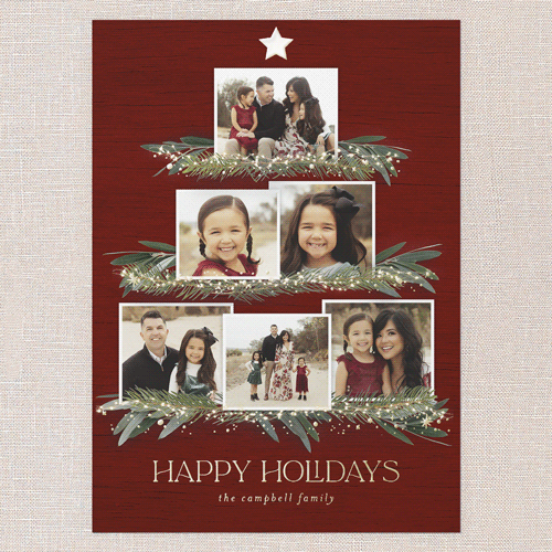 Together Tree Holiday Card, Red, Gold Foil, 5x7, Holiday, Matte, Personalized Foil Cardstock, Square, Red