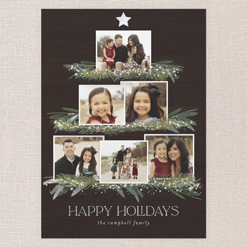 Together Tree Holiday Card, Brown, Iridescent Foil, 5x7, Holiday, Matte, Personalized Foil Cardstock, Square, Brown