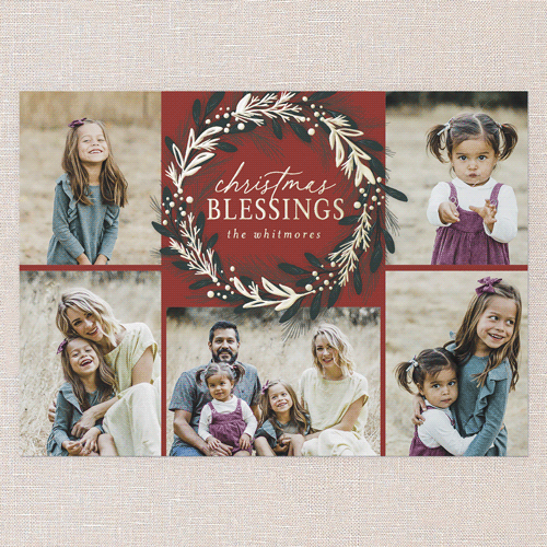 Foil Delight Wreath Holiday Card, Red, Gold Foil, 5x7, Religious, Matte, Personalized Foil Cardstock, Square, Cinnamon