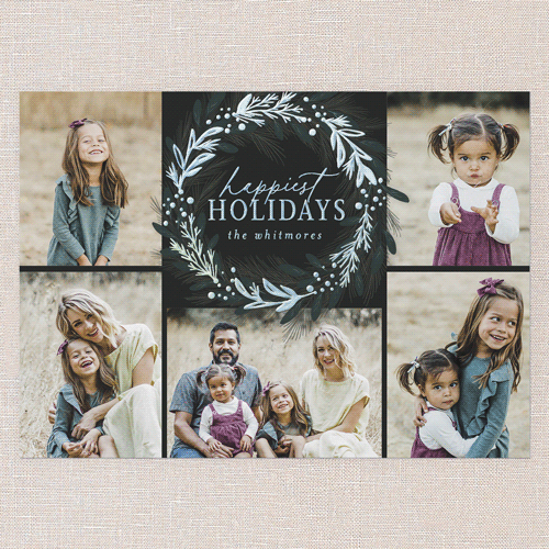 Foil Delight Wreath Holiday Card, Black, Iridescent Foil, 5x7, Holiday, Matte, Personalized Foil Cardstock, Square, Black