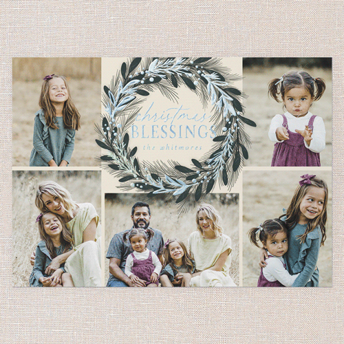 Foil Delight Wreath Holiday Card, Beige, Iridescent Foil, 5x7, Religious, Matte, Personalized Foil Cardstock, Square, Cream