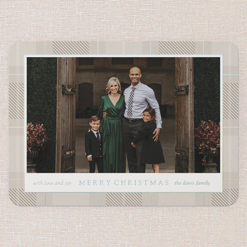 Plaid Classic Holiday Card, Beige, Iridescent Foil, 5x7, Christmas, Matte, Personalized Foil Cardstock, Rounded, Tan